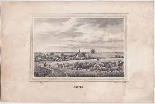 Jauern. Original-Lithographie, Johann F. W. Wegener, um 1843, F. A. Renner