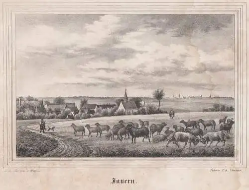 Jauern. Original-Lithographie, Johann F. W. Wegener, um 1843, F. A. Renner