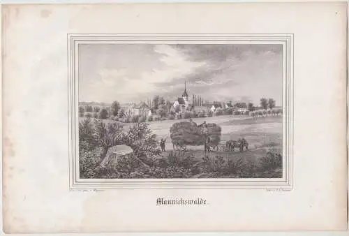 Mannichswalde. Original-Lithographie, J. F. W. Wegener, um 1843, F. A. Renner