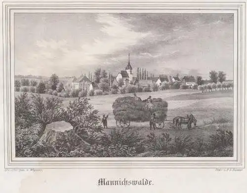 Mannichswalde. Original-Lithographie, J. F. W. Wegener, um 1843, F. A. Renner