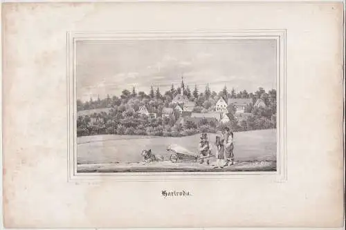 Hartroda. Original-Lithographie, Johann F. W. Wegener, um 1843, I. H. Ketzschau