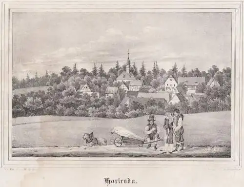 Hartroda. Original-Lithographie, Johann F. W. Wegener, um 1843, I. H. Ketzschau