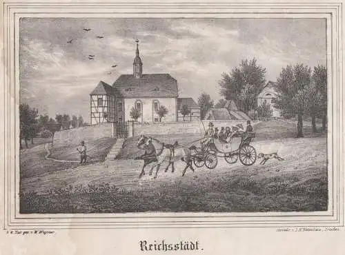 Reichsstädt. Original-Lithographie, Johann F. W. Wegener, um 1843, Ketzschau