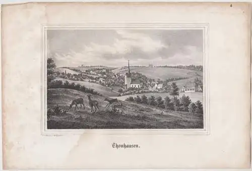 Thonhausen. Original-Lithographie, Johann F. W. Wegener, um 1843, Ketzschau