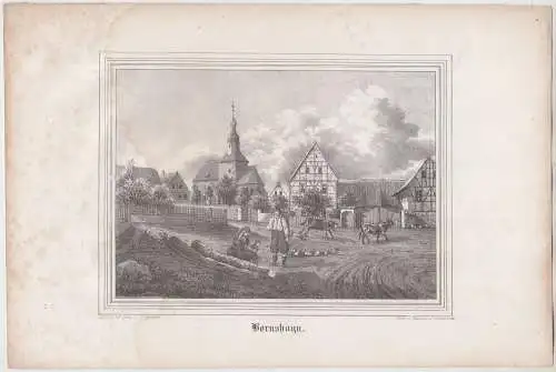 Bornshayn. Original-Lithographie, J. F. W. Wegener, um 1843, Renner u. Ketzschau