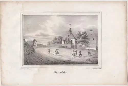 Wildenbörten. Original-Lithographie, Johann F. W. Wegener, um 1843, Ketzschau