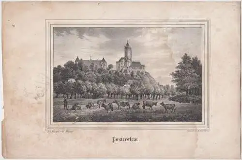 Posterstein. Original-Lithographie, Johann F. W. Wegener, um 1843, F. A. Renner