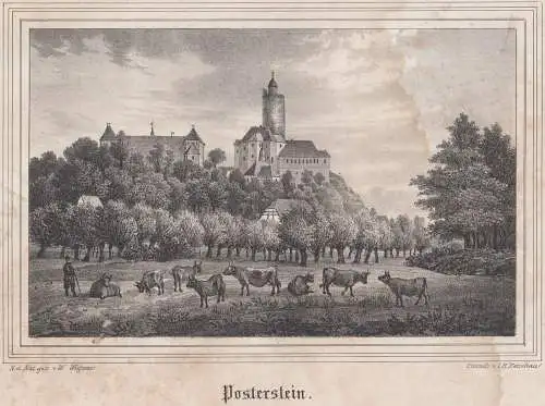 Posterstein. Original-Lithographie, Johann F. W. Wegener, um 1843, F. A. Renner