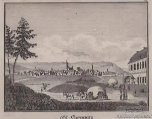 188. Chemnitz. Original-Lithographie. Grafik mit Passepartout, Hellfarth (Hrsg.)