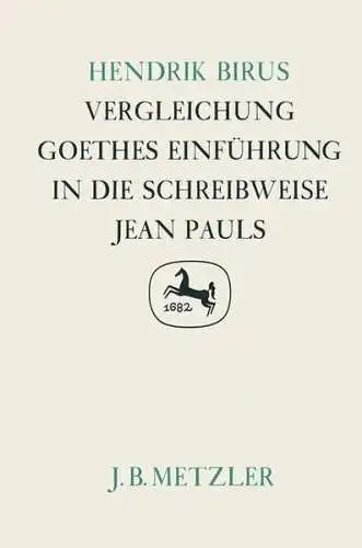 Buch: Vergleichung, Birus, Hendrik, 1986, J. B. Metzlersche Verlagsbuchhandlung