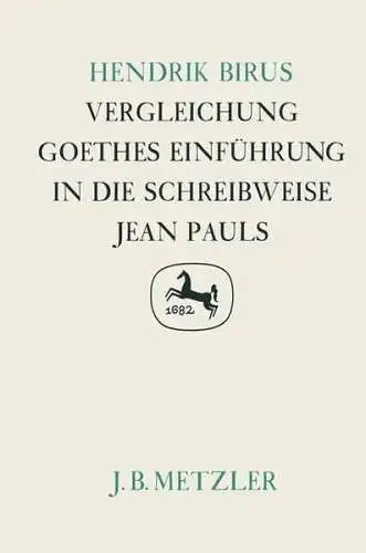 Buch: Vergleichung, Birus, Hendrik, 1986, J. B. Metzlersche Verlagsbuchhandlung