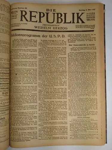 Die Republik 2. Jahrgang 1919 Januar bis Juni (unvollständig), Wilhelm Herzog