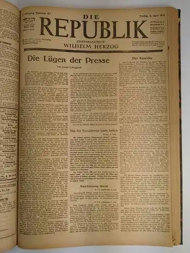 Die Republik 2. Jahrgang 1919 Januar bis Juni (unvollständig), Wilhelm Herzog