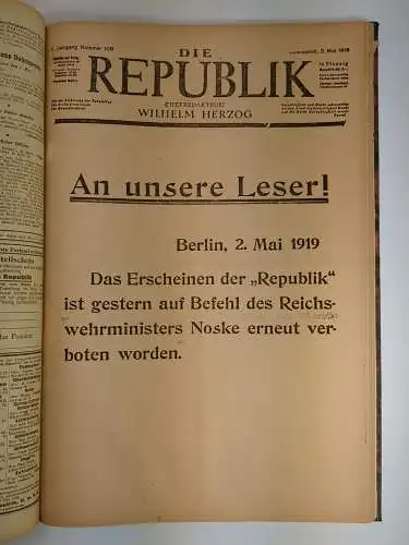 Die Republik 2. Jahrgang 1919 Januar bis Juni (unvollständig), Wilhelm Herzog