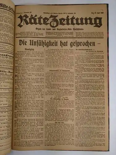 Räte-Zeitung 1. Jahrgang 1919 Nr. 17, 18, 19, 20, 21, 23, 25, 26, 29, 30, 31, 33