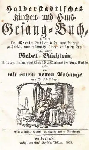 Buch: Halberstädtisches Kirchen- und Haus-Gesang-Buch. 1855, gebraucht, gut