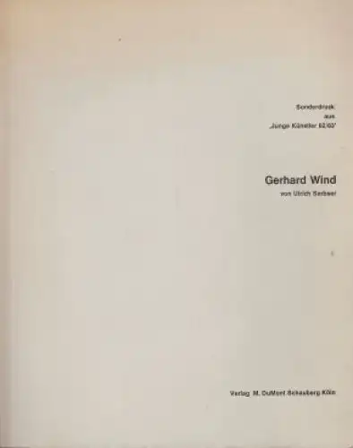 Buch: Gerhard Wind, Serbser, Ulrich. Ca. 1962, Verlag M. DuMont Schauberg