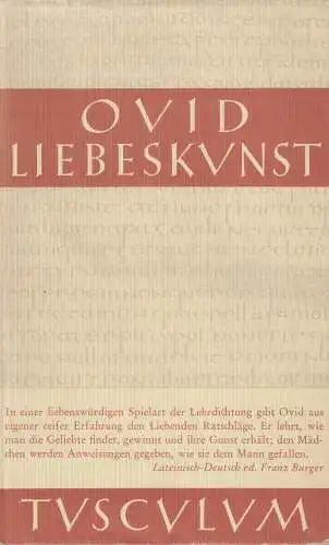 Buch: Liebeskunst, Ovidius Naso, Publius, 1964, Ernst Heimeran, gebraucht, gut