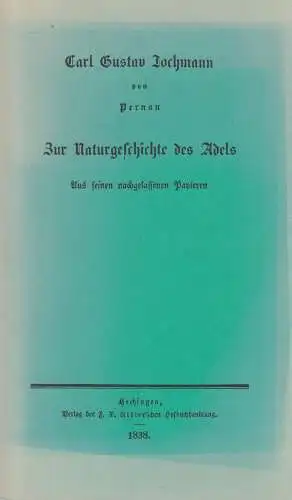 Buch: Zur Naturgeschichte des Adels, Carl Gustav Jochmann, 12982, Carl Winter