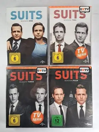 DVD: Suits. Staffel 1-4, Meghan Markle, Patrick J. Adams, Gabriel Macht, 4 Boxen