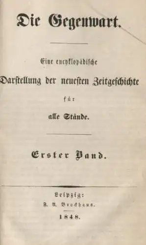 Buch: Die Gegenwart, Brockhaus. 5 Bände, 1848 ff, F.A. Brockhaus