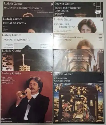 10 Schallplatten 12" LP Ludwig Güttler Nr. 2, 3, 5, 8, 9, 10, 12, 13, 14, 15