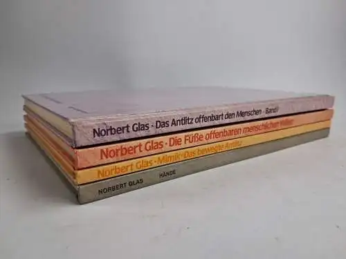 4 Bücher Norbert Glas: Mimik, Das Antlitz, Die Füße, Hände. Mellinger Verlag