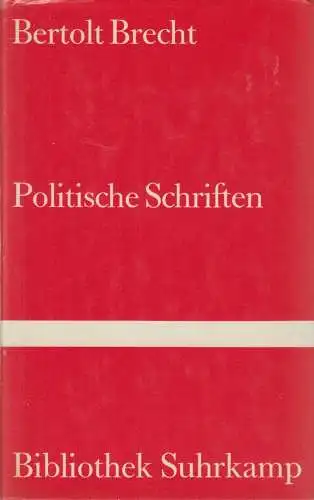 Buch: Politische Schriften, Bertolt Brecht, Bibliothek Suhrkamp, gebraucht, gut