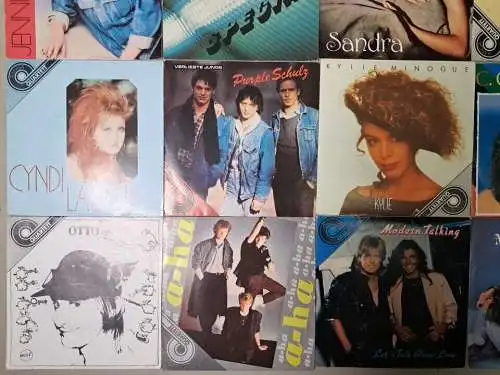 20 verschiedene 7" Amiga Quartett Single Schallplatten, K. Minogue, C. Lauper...