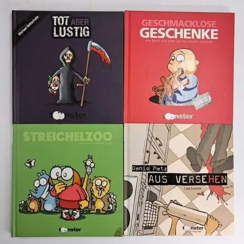 4 Bücher Cartoons von Toonster: Tot aber lustig; Geschmacklose Geschenke; Aus...