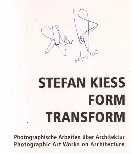 Ausstellungskatalog: Stefan Kiess: Form. Transform, 2002, Kultur-Dokumentation