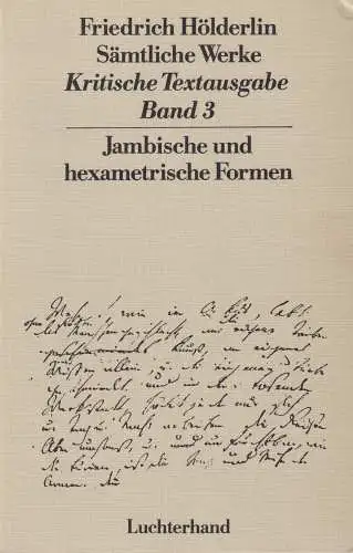 Buch: Jambische und hexametrische Formen, Hölderlin, Friedrich, 1979 Luchterhand