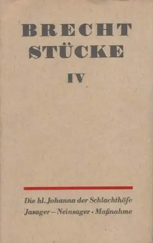 Buch: Stücke. Band IV, Brecht, Bertolt. Brecht Stücke, 1967, Aufbau-Verlag