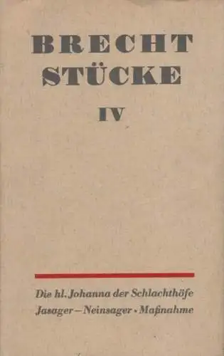 Buch: Stücke. Band IV, Brecht, Bertolt. Brecht Stücke, 1967, Aufbau-Verlag