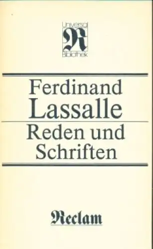 Buch: Reden und Schriften, Lassalle, Ferdinand. Reclams Universal Bibliothek