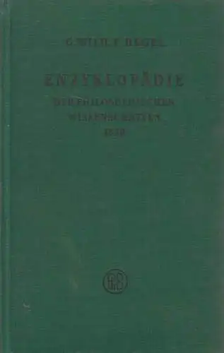 Buch: Enzyklopädie der philosophischen Wissenschaften im Grundrisse, Hegel, 1959