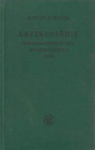 Buch: Enzyklopädie der philosophischen Wissenschaften im Grundrisse, Hegel, 1959
