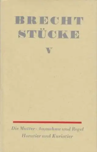 Buch: Stücke. Band V, Brecht, Bertolt. Brecht Stücke, 1968, Aufbau-Verlag