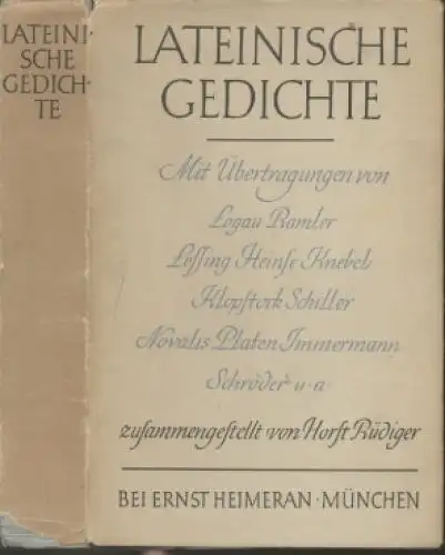 Buch: Lateinische Gedichte, Rüdiger, Horst. 1937, Ernst Heimeran Verlag