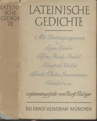 Buch: Lateinische Gedichte, Rüdiger, Horst. 1937, Ernst Heimeran Verlag