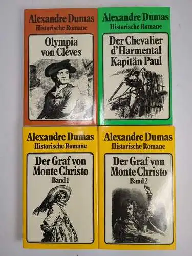 4 Bücher Alexandre Dumas: Olympia von Cleves; Der Graf von Monte Christo, 4 Bde