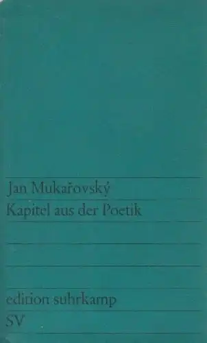 Buch: Kapitel aus der Poetik, Mukarovsky, Jan, 1967, Suhrkamp, gebraucht, gut