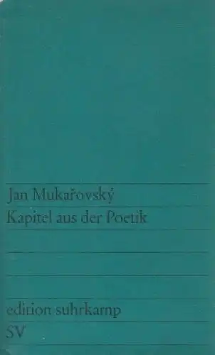 Buch: Kapitel aus der Poetik, Mukarovsky, Jan, 1967, Suhrkamp, gebraucht, gut