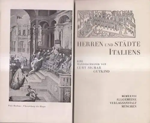 Buch: Herren und Städte Italiens, C. S. Gutkind, 1928, Allgemeine Verlagsanstalt