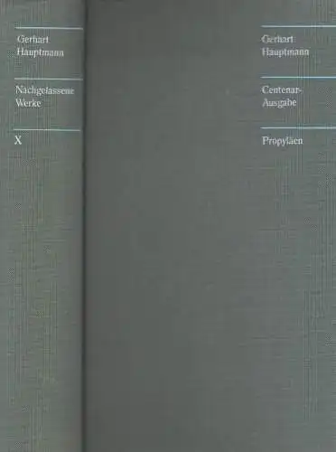 Buch: Gerhart Hauptmann, Sämtliche Werke Band X - Nachgelassene Werke, Fragmente