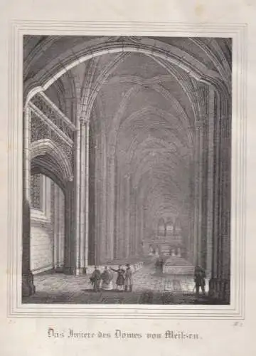 Das Innere des Domes von Meißen. Original-Lithographie. Grafik, 1840, C.W. Arldt