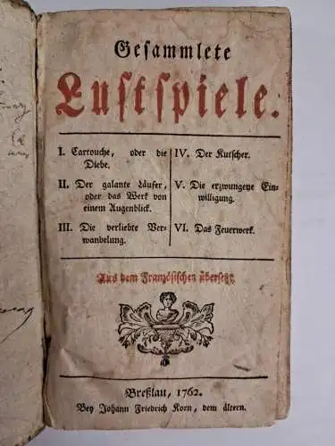 Buch: Gesammlete Lustspiele, Le Grande, Marc Antoine. 1762