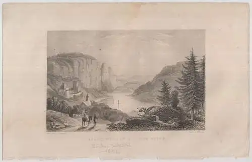 Stahlstich: Stadt Wehlen mit der Ruine, Das malerische.., Shepherd, Wigand, 1832