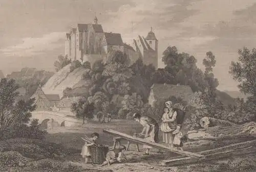 Stahlstich: Nossen, Das malerische und romantische Deutschland, Wigand, 1832