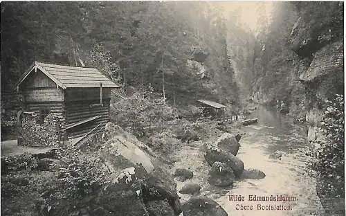 AK Wilde Edmundsklamm. Obere Bootstation. ca. 1920, Postkarte. Serien Nr